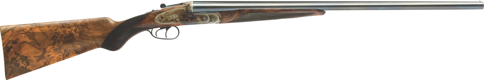 Prestige sidelock side-by-side with colour case-hardened locks and a burr walnut stock